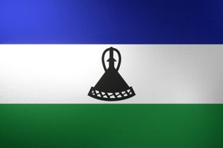 레소토 국기, 실제 비율의 국기로 그림자와 질감이 느껴지는 이미지