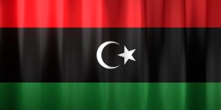 리비아 국기, 실제 비율의 펄럭이는 국기로 그림자와 질감이 느껴지는 이미지
