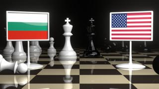 Bulgaria National Flag, Flag placed on a chessboard with the American flag in the background