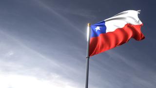 Chile National Flag, The national flag and flagpole looking up against a dark blue sky