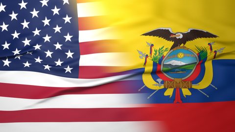 Ecuador National Flag, American flag, flag splitting the screen in halff