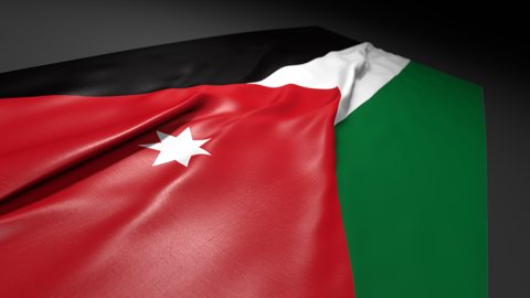 요르단 국기, 원근감이 표현된 책상위의 국기