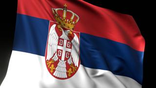 Serbia National Flag, National flag magnified on black background