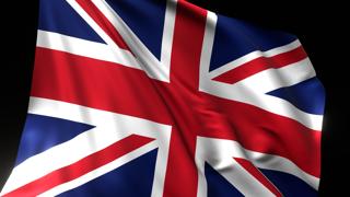 영국 국기, 검은 배경에 확대되어 보이는 국기